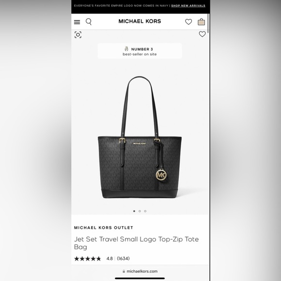 Michael Kors Jet Set Travel Small Logo Top-Zip Tote Bag - Picture 1 of 5